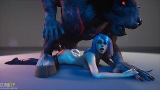  【3D】完美的大胸部婊子与大鸡巴怪物深度性交 